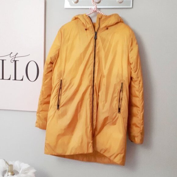 NWT Save The Duck marigold yellow gold mustard water repellent hooded jacket - Picture 10 of 12